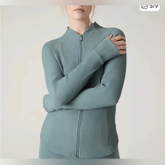 Athleta Light Blue/green Ribbed Salutation Jacket - Picture 4 of 4